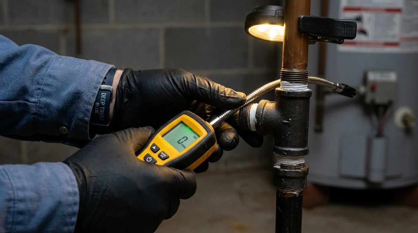 Gas leak detection with electronic sniffer by Johns Plumbing LLC in Voorhees
