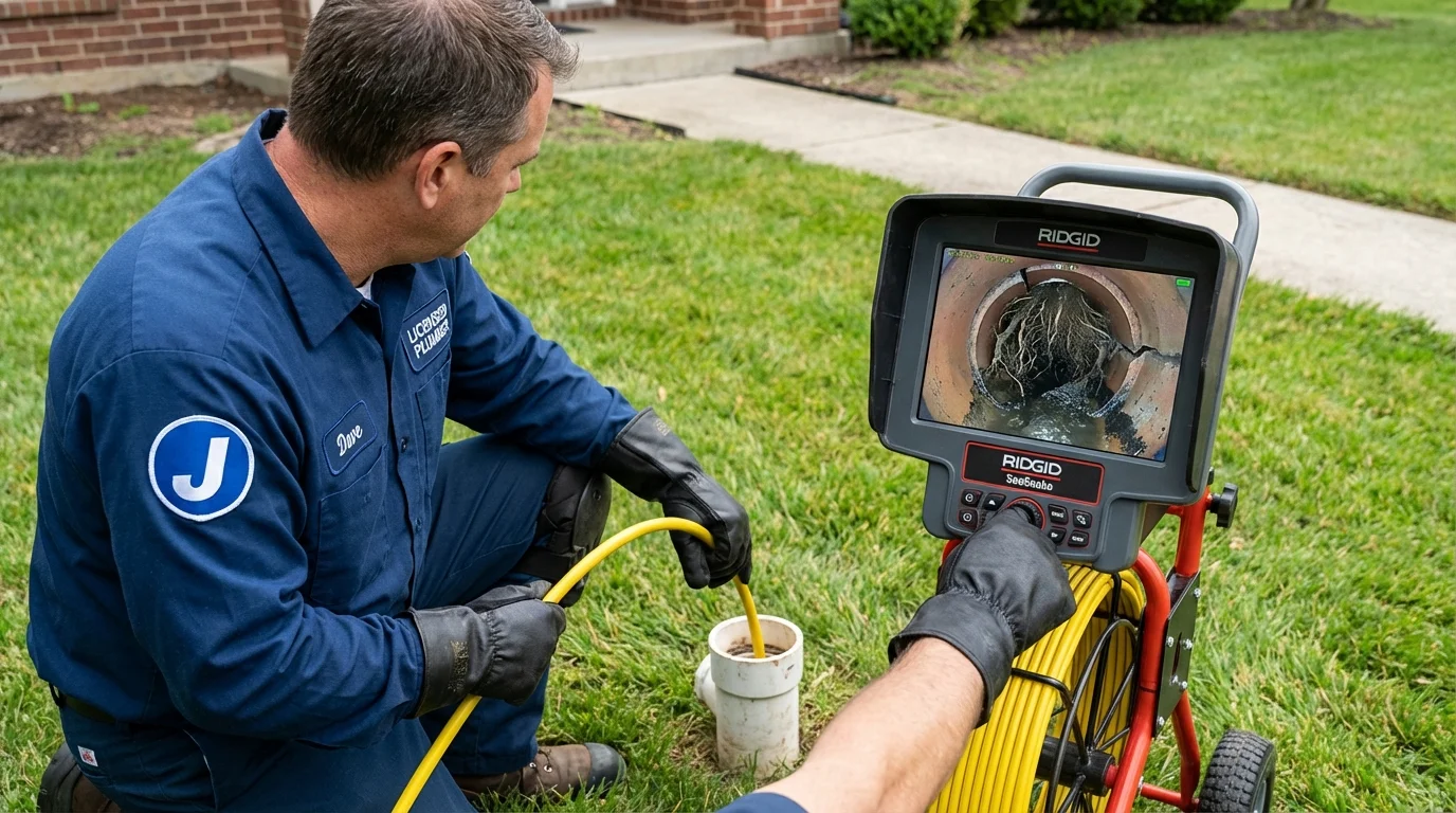 Sewer camera inspection being performed by Johns Plumbing LLC in Voorhees